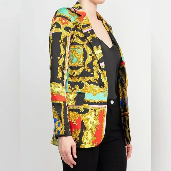 INDUSTRY Notched Collar One Button Closure Long Sleeve Multi Print Blazer - Picture 2 of 5